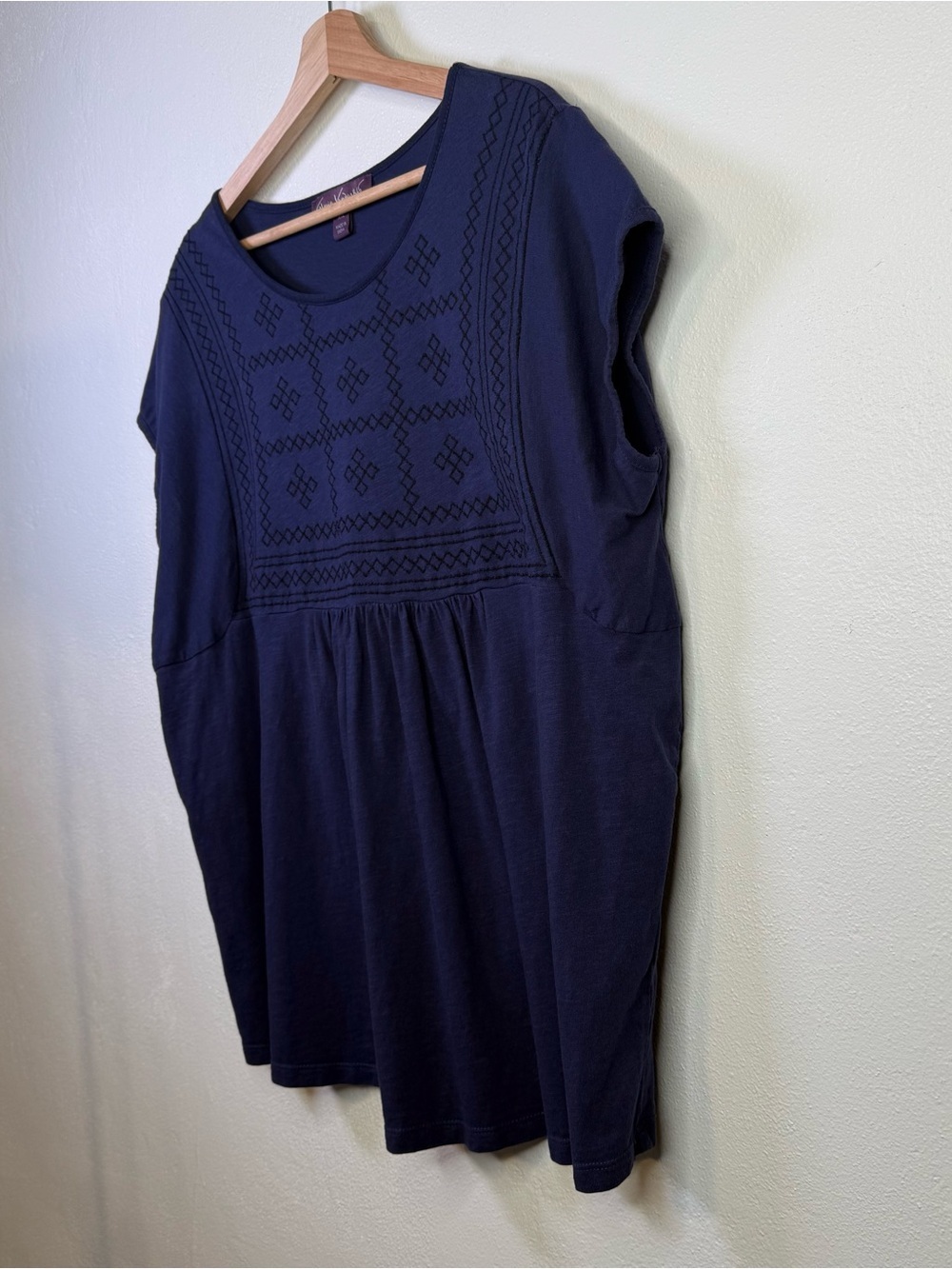 Gloria Vanderbilt Blue Short Sleeve Embroidered Top Women’s Size XXL - Picture 5 of 15